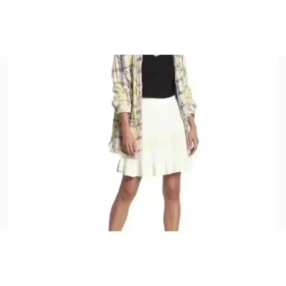 Free People Womens Solid Gold Ribbed Knit Mini Skirt Ivory XS NEW. 82